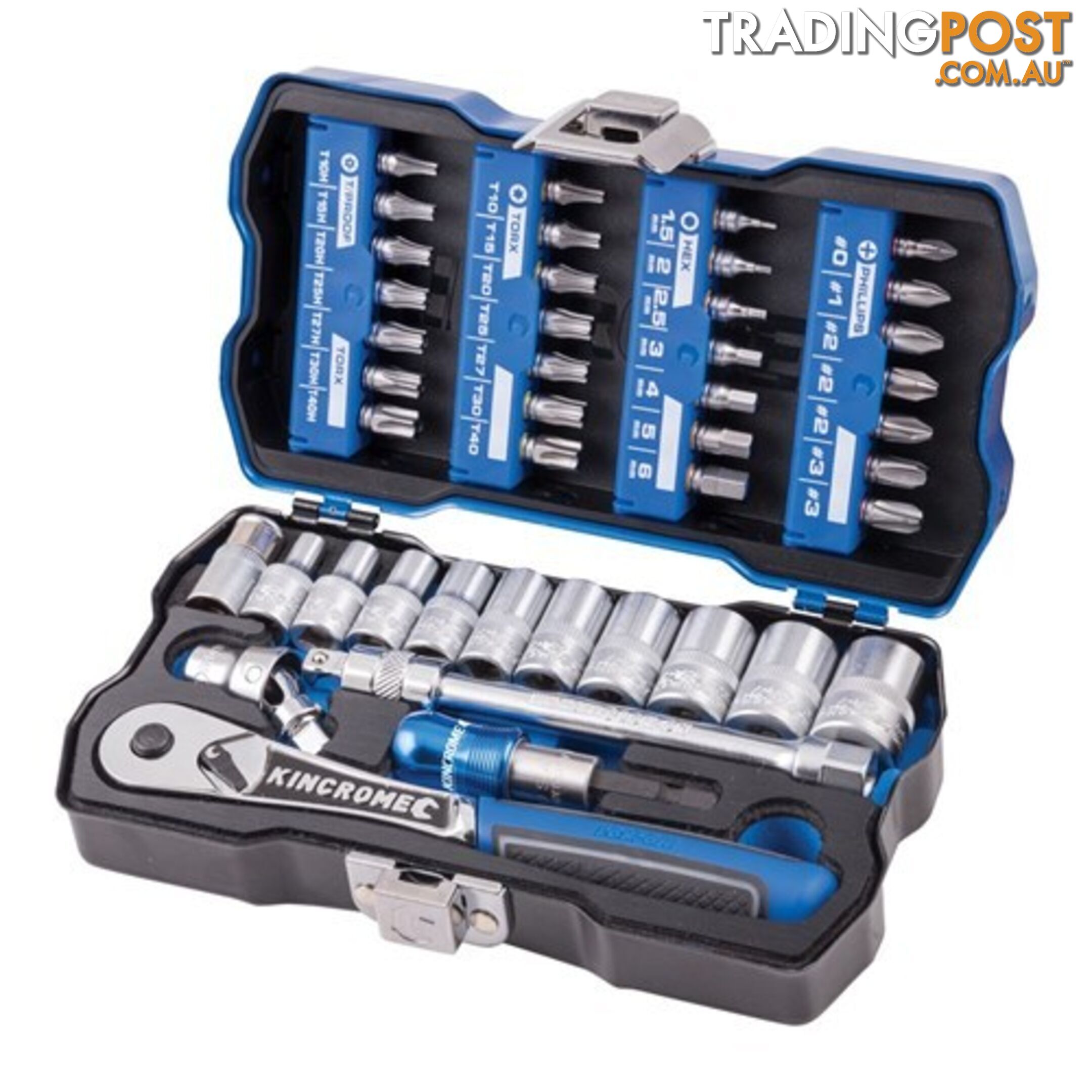 Lok-On Socket and Bit Set 43 Piece 1/4" Drive Kincrome K27000