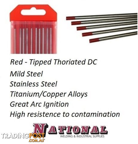 4mm 2% Thoriated Tungsten 4x178mm Pack 10