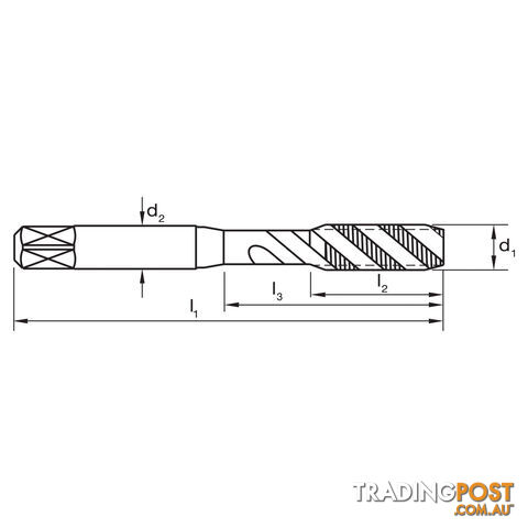 Tap T504 M 3.5x0.6 P2/6H Spiral R40 N JIS HSSE BLU Sutton Tools T5040350 - photo 2 of 2