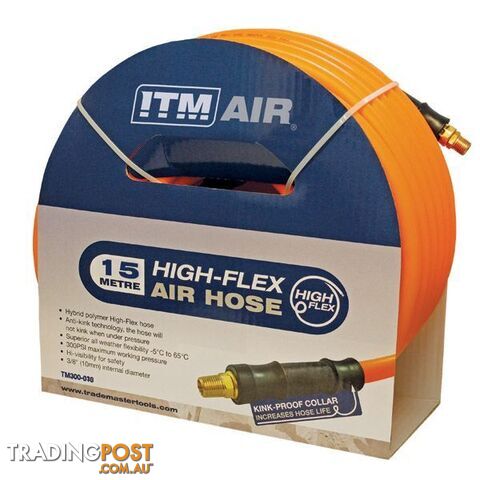 Air Hose High Flex 10mm 3/8" x 30 Metres Hybrid Polymer ITM TM300-330