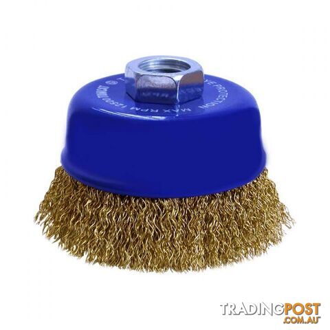 75mm Brass Coated High Carbon Steel Wire Cup Brush Tomcat TCC75