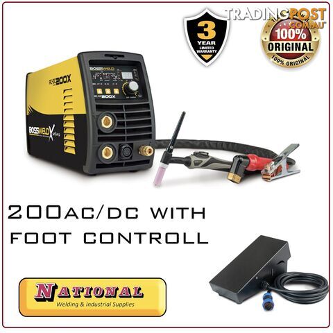 Tig Welder 200X AC/DC X-Series With Foot Controller Bossweld 692200FOOT