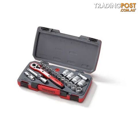 1/2" Dr. Metric Regular Socket Set 12 Point 21-Piece Teng Tools TE-T1221