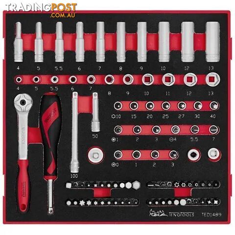 1/4" Dr. Socket & Accessories Set 4-13mm 89-Piece TED-Tray Teng Tools...