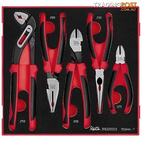 MB TPR Grip Plier Set 5-Piece TED-Tray Teng Tools TE-TED441-T
