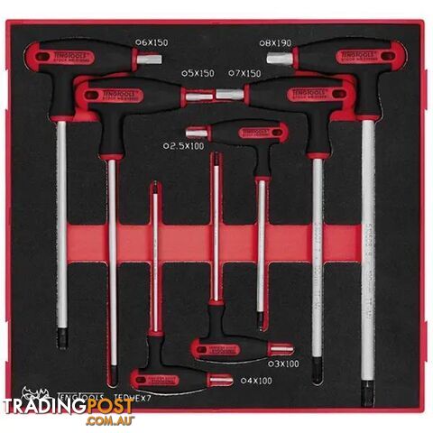 T-Handle HEX Set 2.5-8mm 7-Piece TED-Tray Teng Tools TE-TEDHEX7