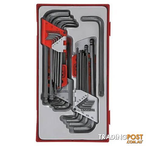 MM/AF HEX & TX Ball-End Key Set 28-Piece TC-Tray Teng Tools TE-TTHT28