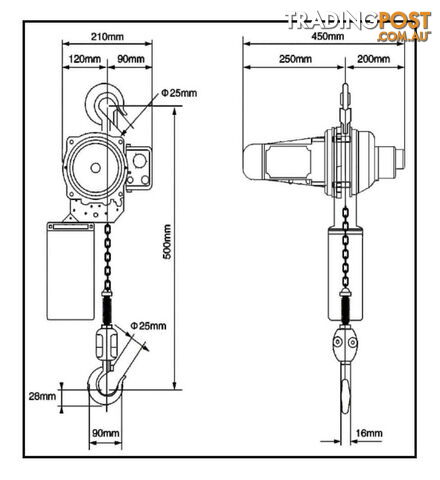 Electric Chain Hoist 3mtr 500kg Toho TECH0053 - photo 2 of 2