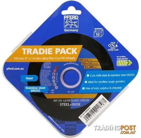 Cut-Off Wheel 125mm Ultra Thin Classic Steelox Tradie Pack General Purpose Pferd 69902634 Pkt : 10