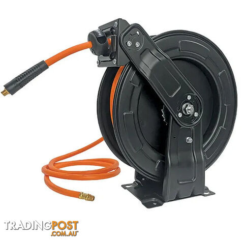 Steel Retractable Air Hose Reel 20 Metres x 10nn Hybrid Polymer Air Hose with...