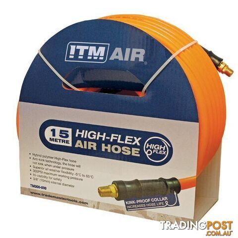 Air Hose High Flex 10mm 3/8" x 30 Metres Hybrid Polymer ITM TM300-330