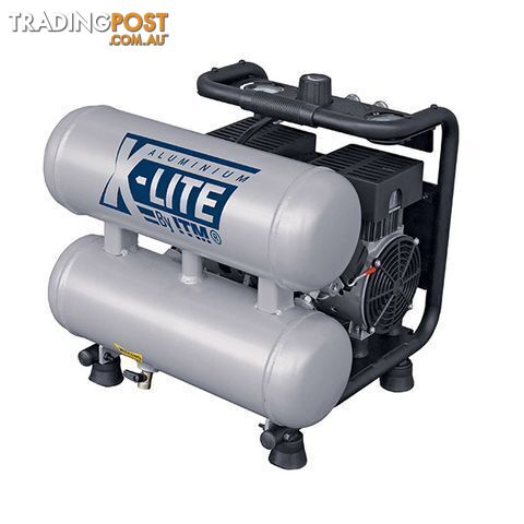 X-Lite Air Compressor Silent 1Hp Aluminium Twin Tank 10L Fad 62L/Min ITM...