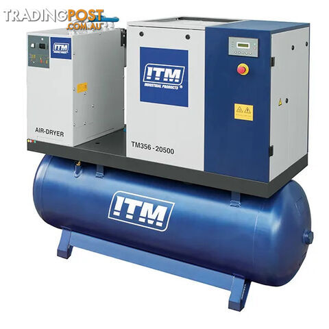 Air Compressor Rotary Screw with Dryer 3 Phase 20HP 500 Litres FAD 1980 ITM...