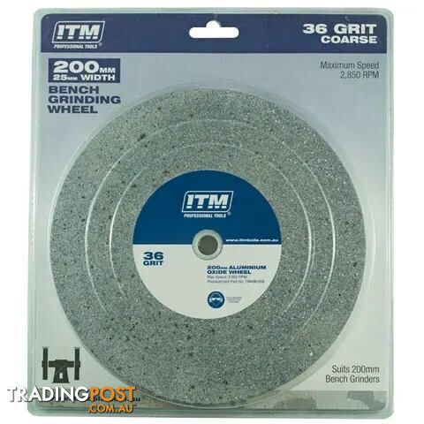 GRINDING WHEEL 200 X 25MM, 36 GRIT COARSE ITM TM406-003