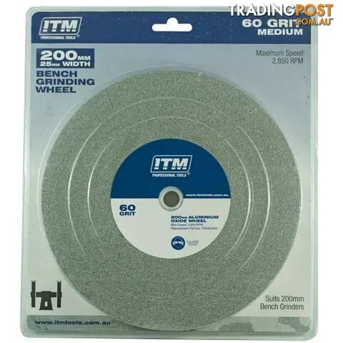 GRINDING WHEEL 200 X 25MM, 60 GRIT MEDIUM ITM TM406-004