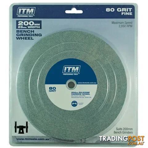 GRINDING WHEEL 200 X 25MM, 80 GRIT FINE ITM TM406-006