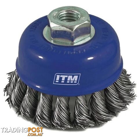 Twist Knot Cup Brush Steel 100mm M14 x 2mm Thread ITM TM7000-100