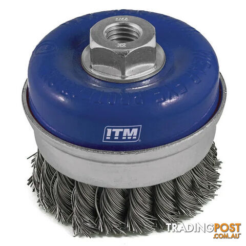 Twist Knot Cup Brush Steel 100mm With Band ITM TM7001-100