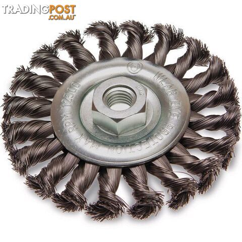 Twist Knot Wheel Brush Steel 85mm, 1/4" Round Shank ITM TM7003-085