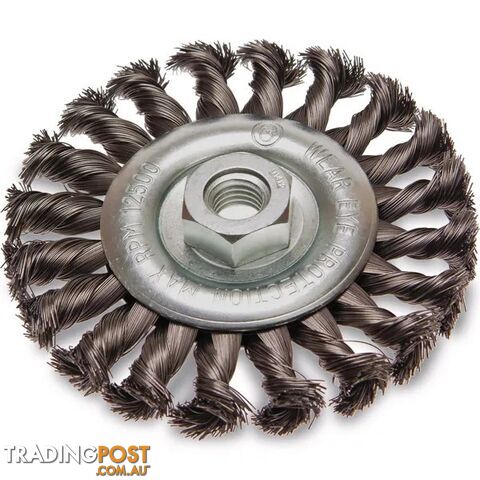 Twist Knot Wheel Brush 125mm Multi Thread With M10 x 1.5mm Thread Adaptor ITM...