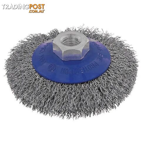 Crimp Wire Bevel Brush Steel 100mm Multi Thread Itm TM7011-100