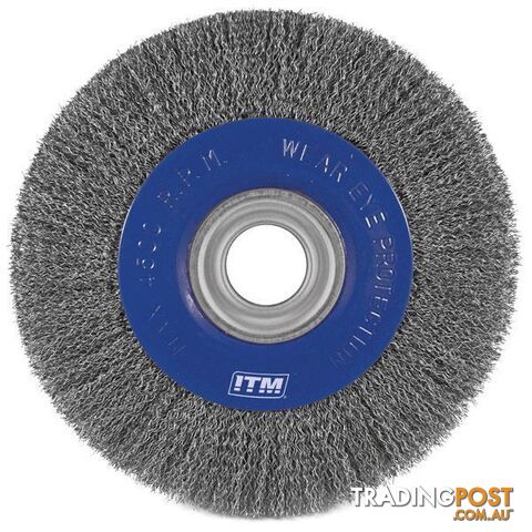 Crimp Wire Wheel Brush Steel 200mm X 20mm, Multi Bore ITM TM7012-200