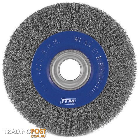 Crimp Wire Wheel Brush Steel 200mm X 25mm Multi Bore ITM TM7012-201