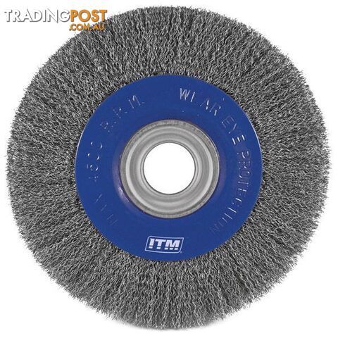 Crimp Wire Wheel Brush Stainless Steel 200mm X 20mm Multi Bore ITM TM7012-220