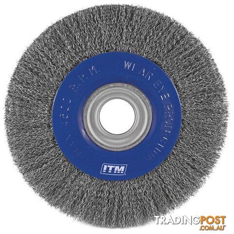 Crimp Wire Wheel Brush Stainless Steel 200mm X 25mm Multi Bore ITM TM7012-221