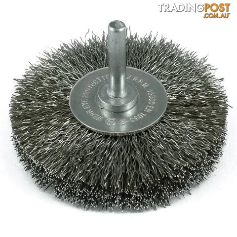 Crimp Wire Wheel Brush 75mm X 18mm 1/4" Round Spindle ITM TM7014-075