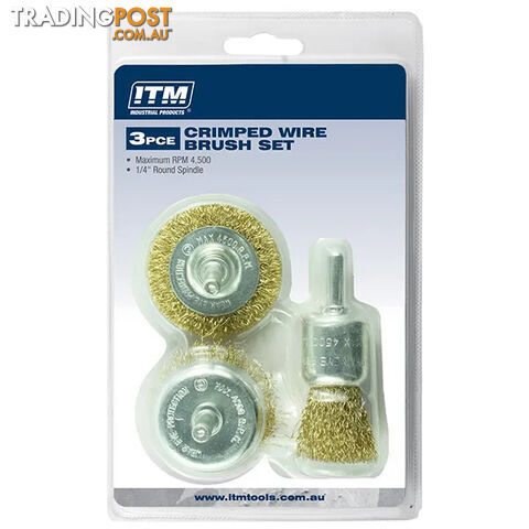 Crimped Wire Brush Kit 3 Piece -50mm Wheel Brush, 50mm Cup Brush And 25mm End...