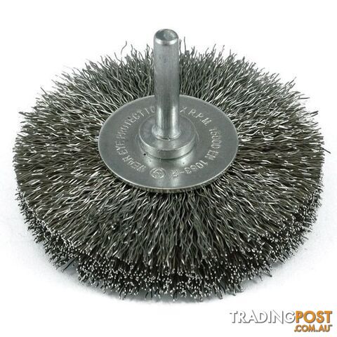 Crimp Wire Spindle Mounted Wheel Brush 75mm 1/4" Hex Shank ITM TM7022-075