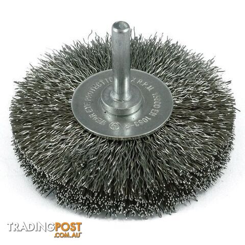 Crimp Wire Spindle Mounted Wheel Brush 100mm, 1/4" Hex Shank ITM TM7022-100