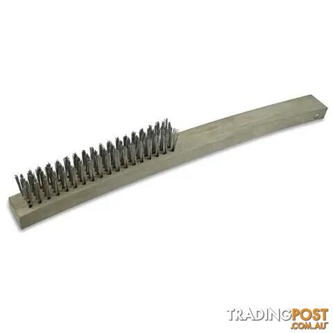 HAND BRUSH TIMBER HANDLE, LONG 355MM, 4 ROW STEEL ITM TM7050-005