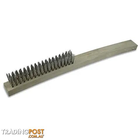 HAND BRUSH TIMBER HANDLE, LONG 353MM, 3 ROW STAINLESS STEEL ITM TM7050-008