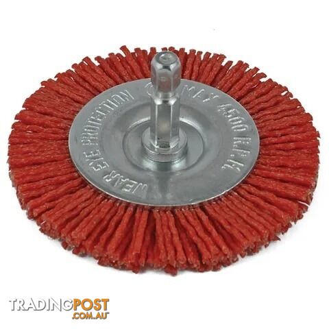 Nylon Spindle Mounted Wheel Brush 50mm 80 Grit 1/4" Hex Shank ITM TM7102-050