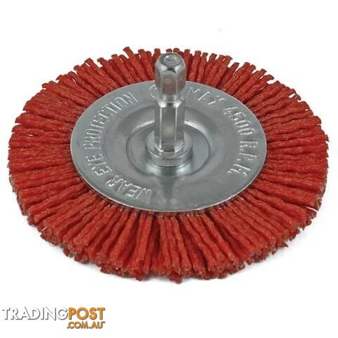 Nylon Spindle Mounted Wheel Brush 75mm Thickness 10mm 80 Grit 1/4" Hex Shank ITM...