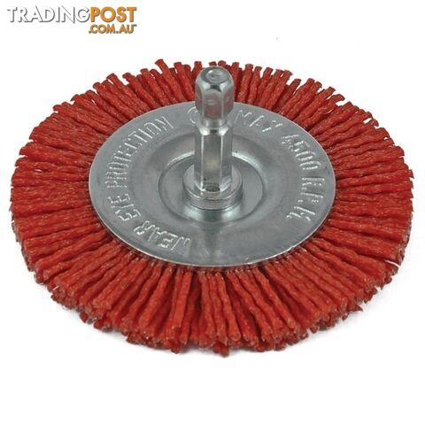 Nylon Spindle Mounted Wheel Brush 100mm, 80 Grit, 1/4" Hex Shank ITM TM7102-100