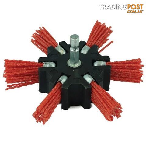 Nylon Flapper Wheel 100mm 1/4" Hex Spindle 80 Grit ITM TM7103-100