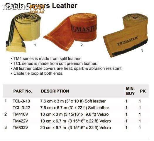 Leather Cable Cover 20cmx9.7m 8" x 32 Ft Tigmaster TM832V - photo 2 of 2