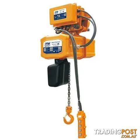240V Electric Chain Hoist With Electric Trolley 2 Tonne 3 Metre Lift ITM...
