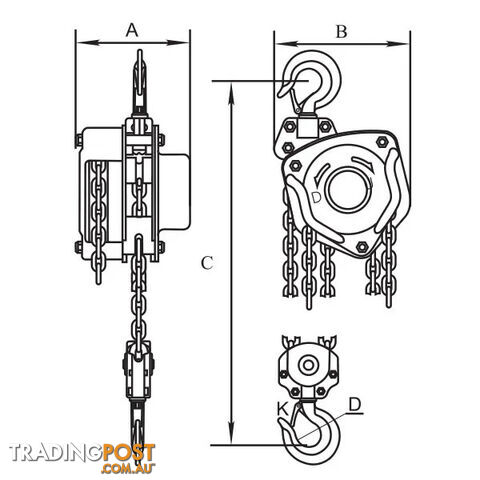 Chain Block Heavy Duty, Load Limited, 5 Tonne, 3 Metre Lift ITM TM9022-05003 - photo 3 of 3