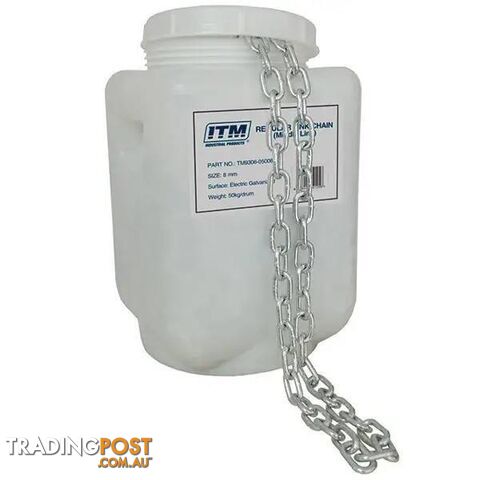 Galvanised, 50kg Drum, 10mm Body Regular Link Chain ITM TM9306-05010
