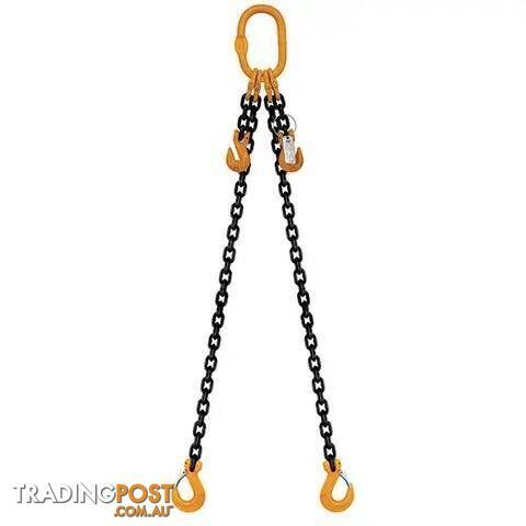 2 Leg Chain Sling, 8mm Chain, 1m Length, With Clevis Sling Hooks & Shortening...