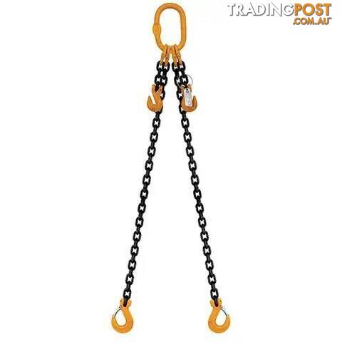 2 Leg Chain Sling, 8mm Chain, 4m Length, With Clevis Sling Hooks & Shortening...
