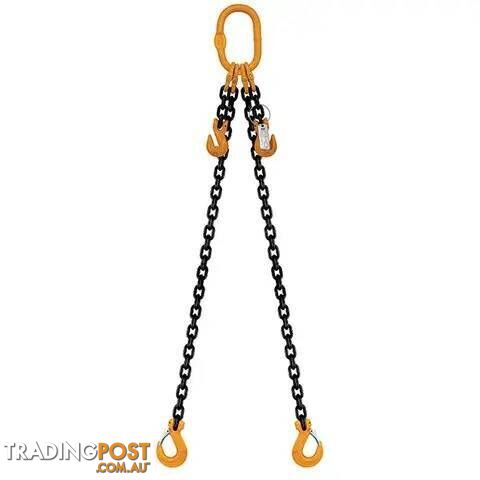 2 Leg Chain Sling, 8mm Chain, 6m Length, With Clevis Sling Hooks & Shortening...