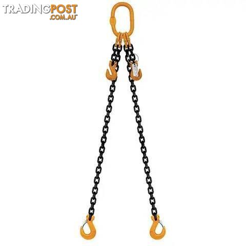2 Leg Chain Sling, 8mm Chain, 10m Length, With Clevis Sling Hooks & Shortening...