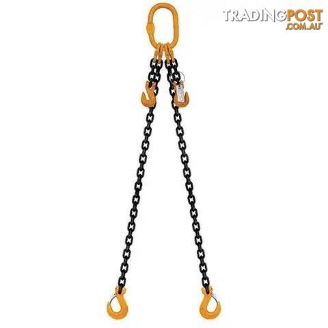 2 Leg Chain Sling, 10mm Chain, 1m Length, With Clevis Sling Hooks & Shortening...