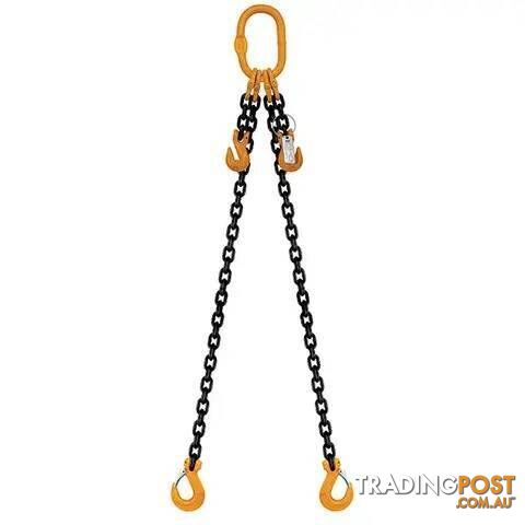 2 Leg Chain Sling, 10mm Chain, 1m Length, With Clevis Sling Hooks & Shortening...