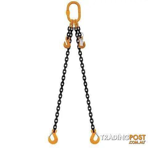 2 Leg Chain Sling, 10mm Chain, 3m Length, With Clevis Sling Hooks & Shortening...